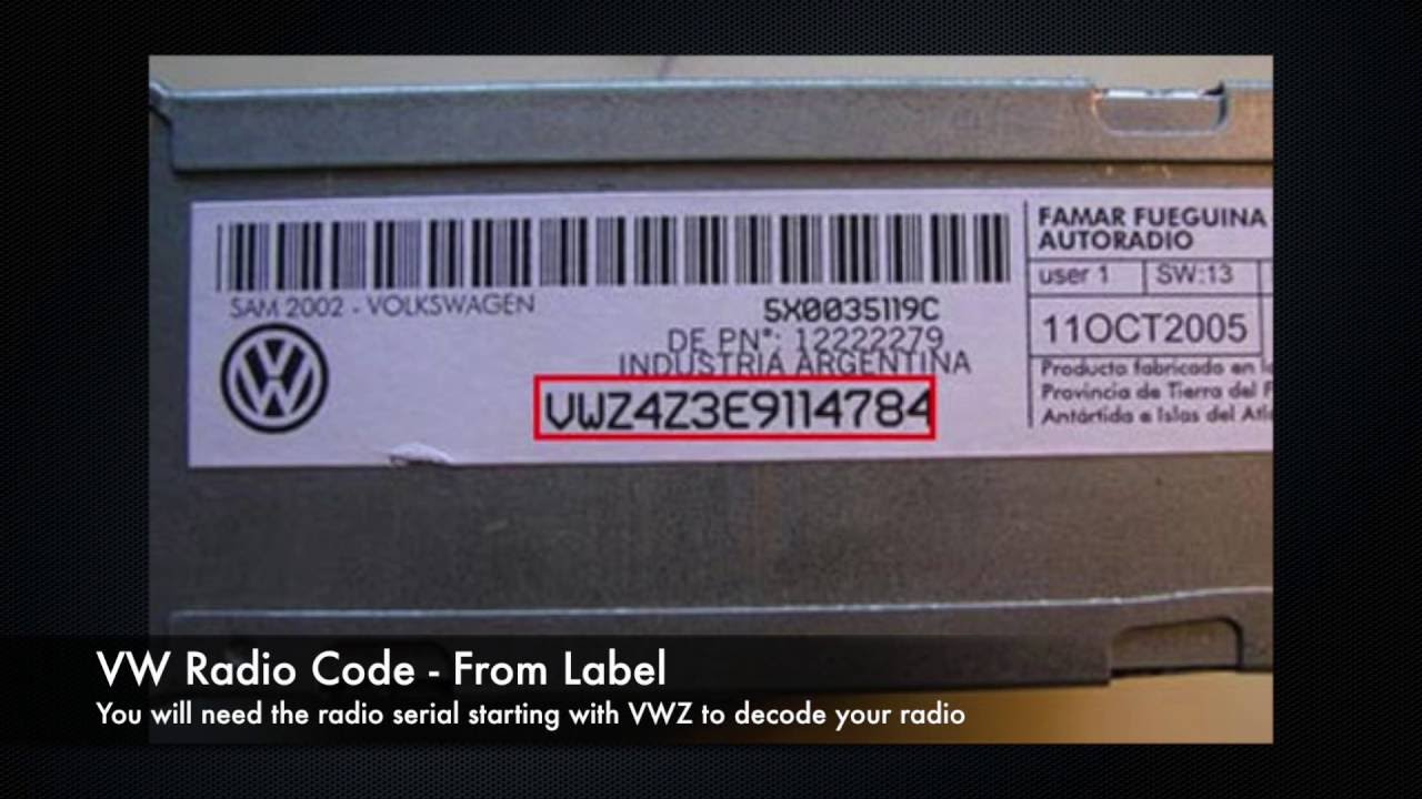 vw radio code calculator software